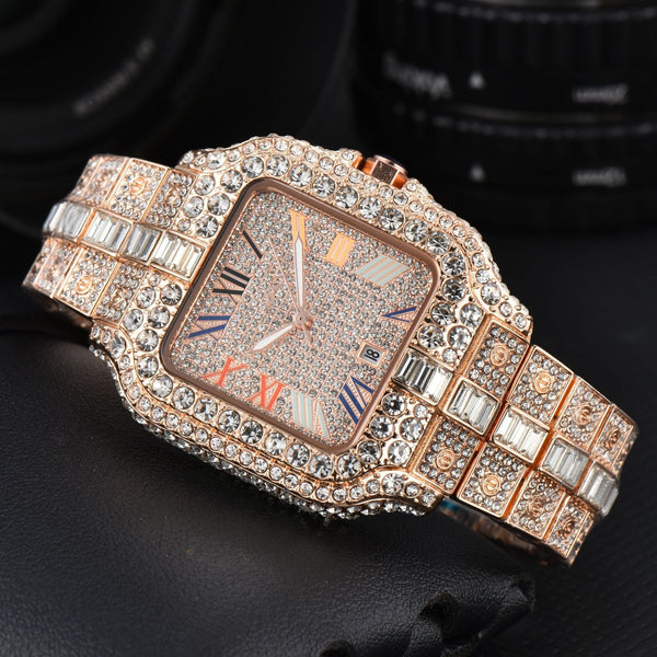 Men's Square Fashion Trend Full Diamond Watch