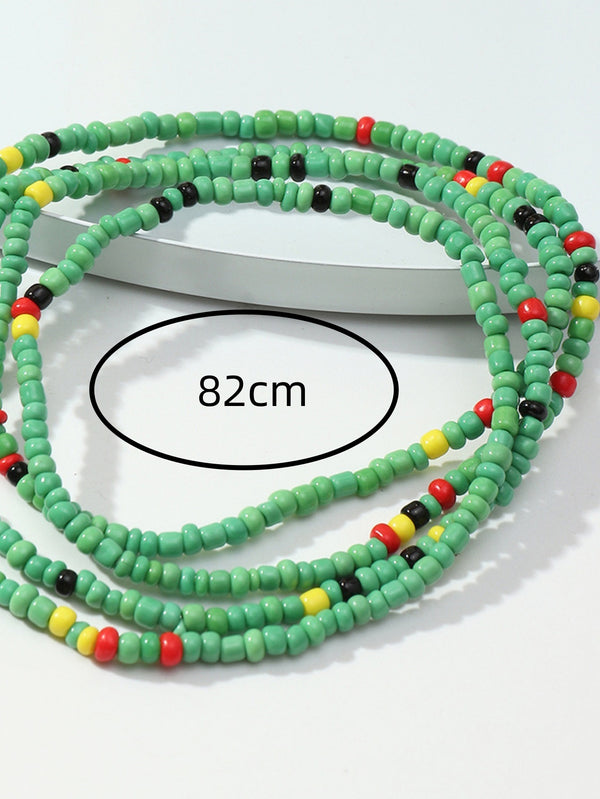 Women's Fashion Woven Beads Geometric Stretch Anklet Beach Accessories