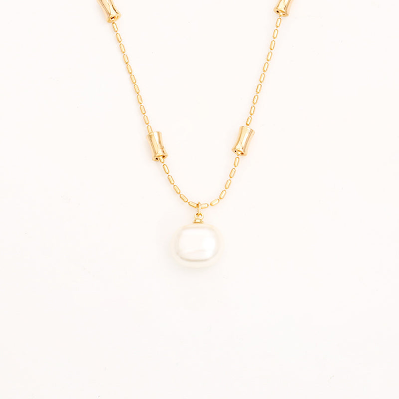 Sugar Pearl Bamboo Necklace High-end Fashion Simple Stud Earrings