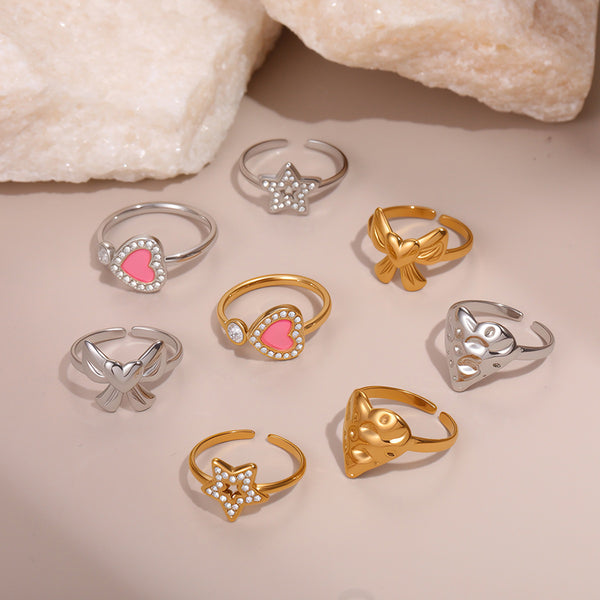 European And American Fashion Design Love Heart-shaped Titanium Steel Ring