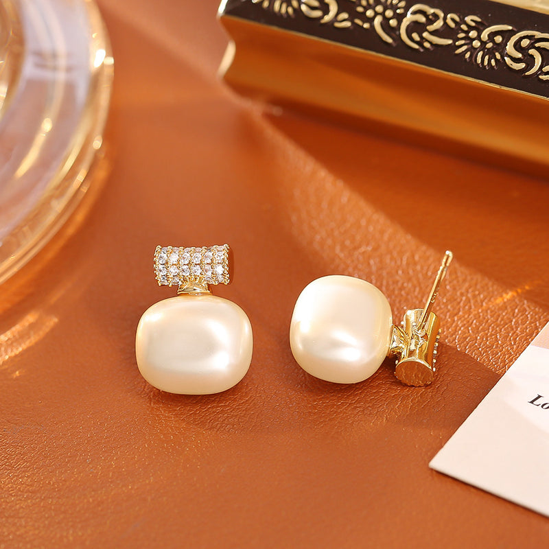 Sugar Pearl Bamboo Necklace High-end Fashion Simple Stud Earrings
