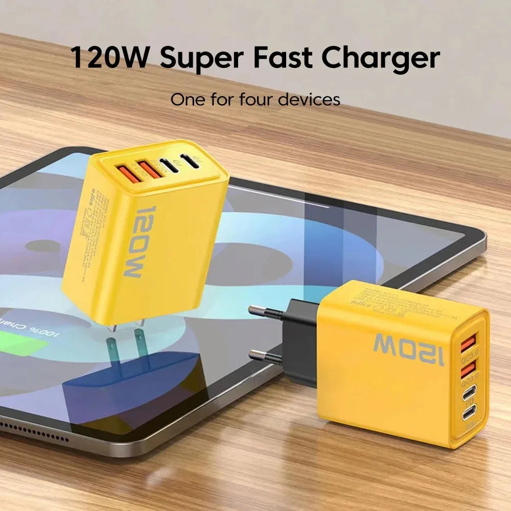 120W Fast Charger Type C USB C PD Charger Quick Charge 3.0 USB