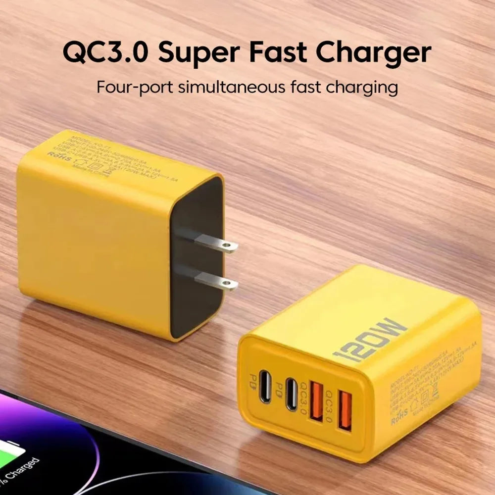 120W Fast Charger Type C USB C PD Charger Quick Charge 3.0 USB