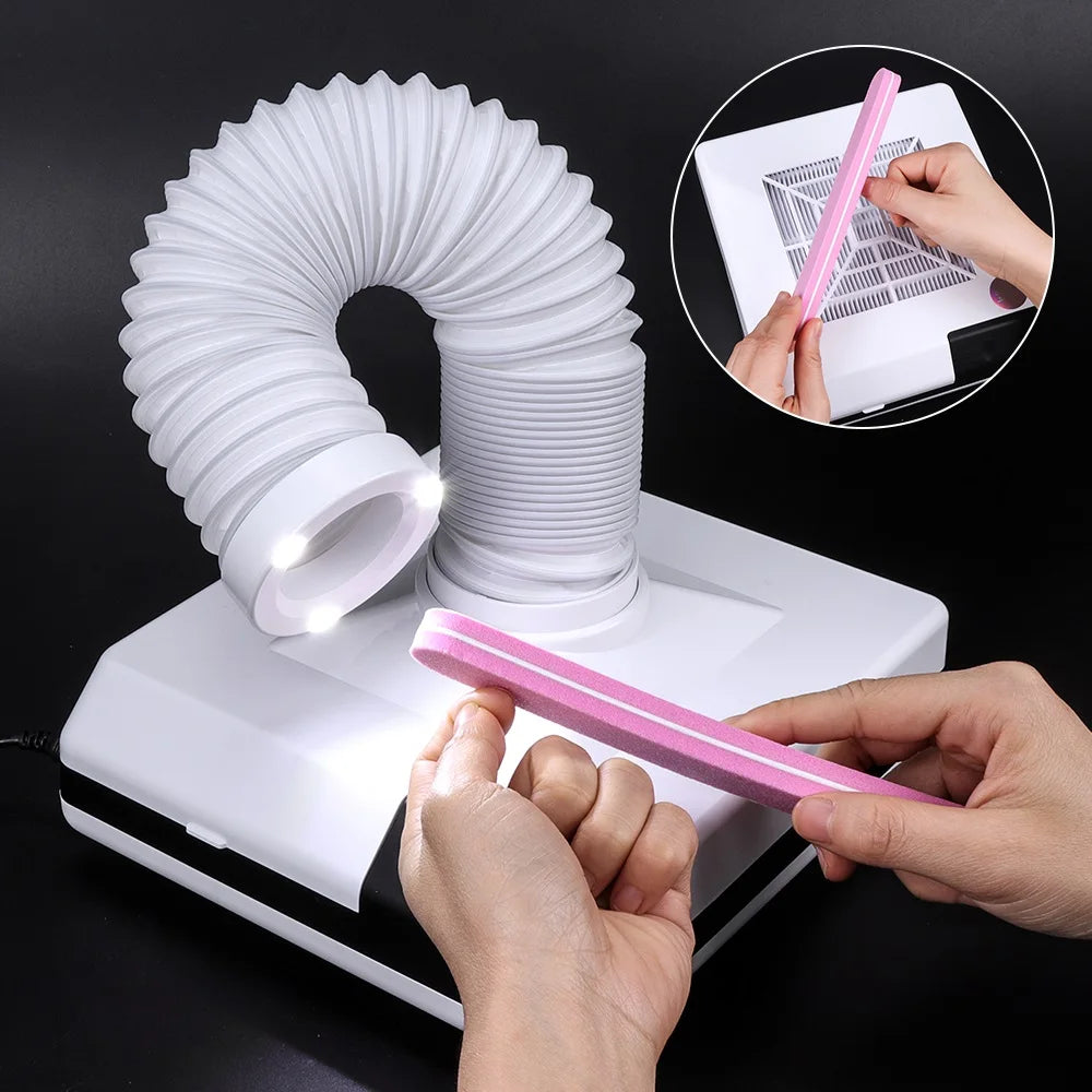 60W Strong Nail Dust Collector Suction Dust Cleaner Retractable Elbow Design Fan Vacuum Cleaner Nail Manicure Dust Collector