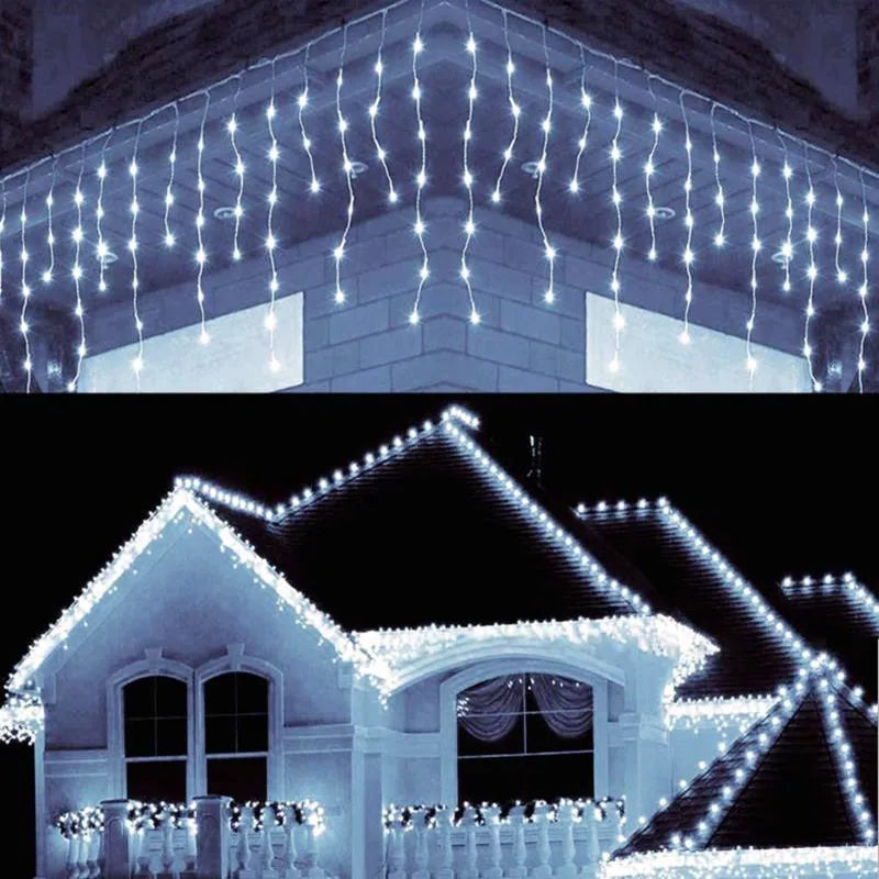 Street Garland Winter Festoon Led Light Curtain Icicle Garlands for New Year 2025