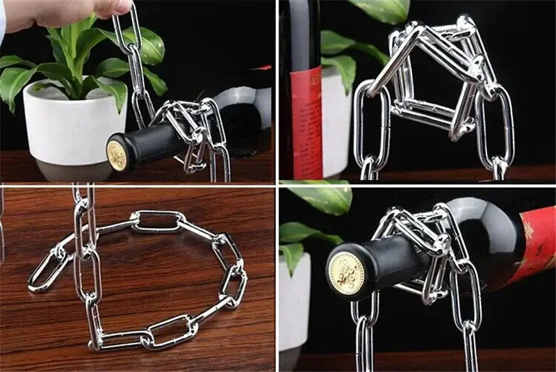 Creative Magic Metal Hanging Chain Wine Rack Vintage Creative Restaurant Bar Bracket Display Rack Home Decoration Gift Holder