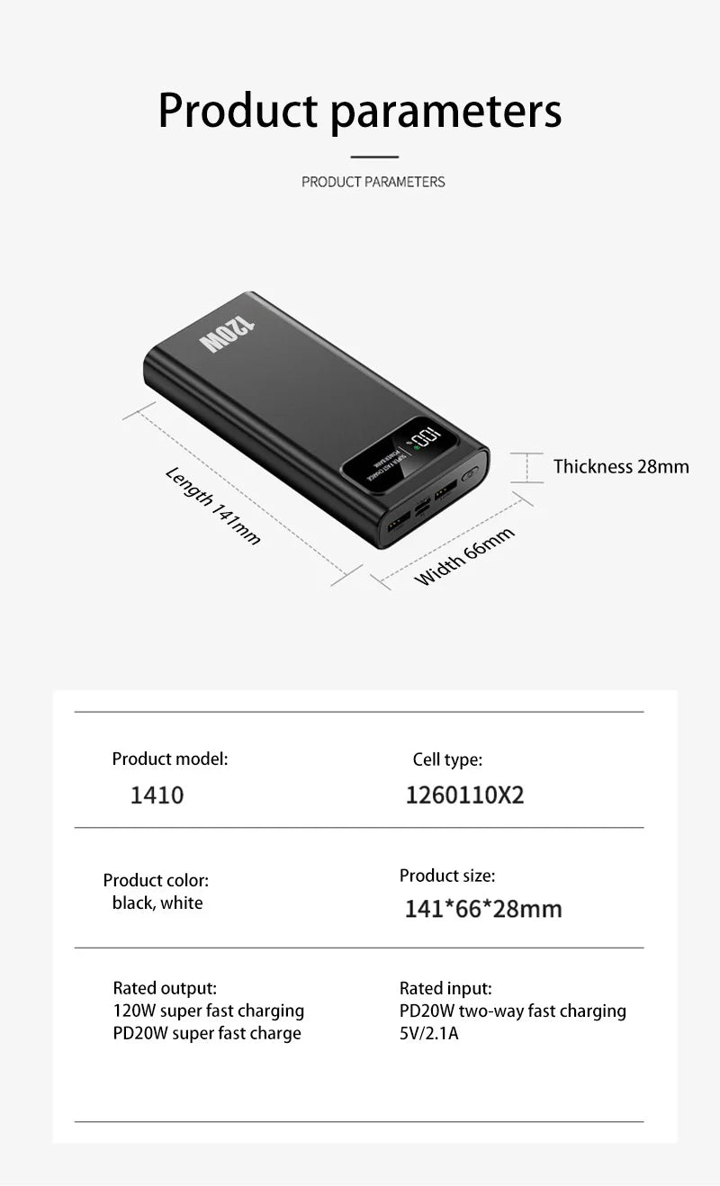 Xiaomi 200000mAh 120W Power Bank Super Fast Charging Battery