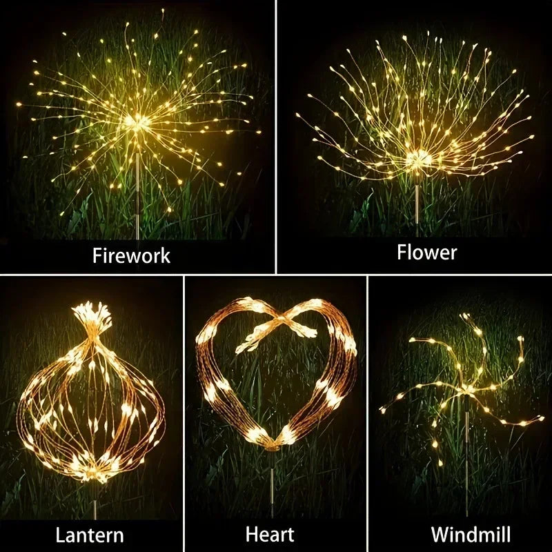 Solar Power Firework Strings Lights Christmas LED Fairy Lights Waterproof Outdoor Dandelion Lawn Lamp for Garden Decoration 2025