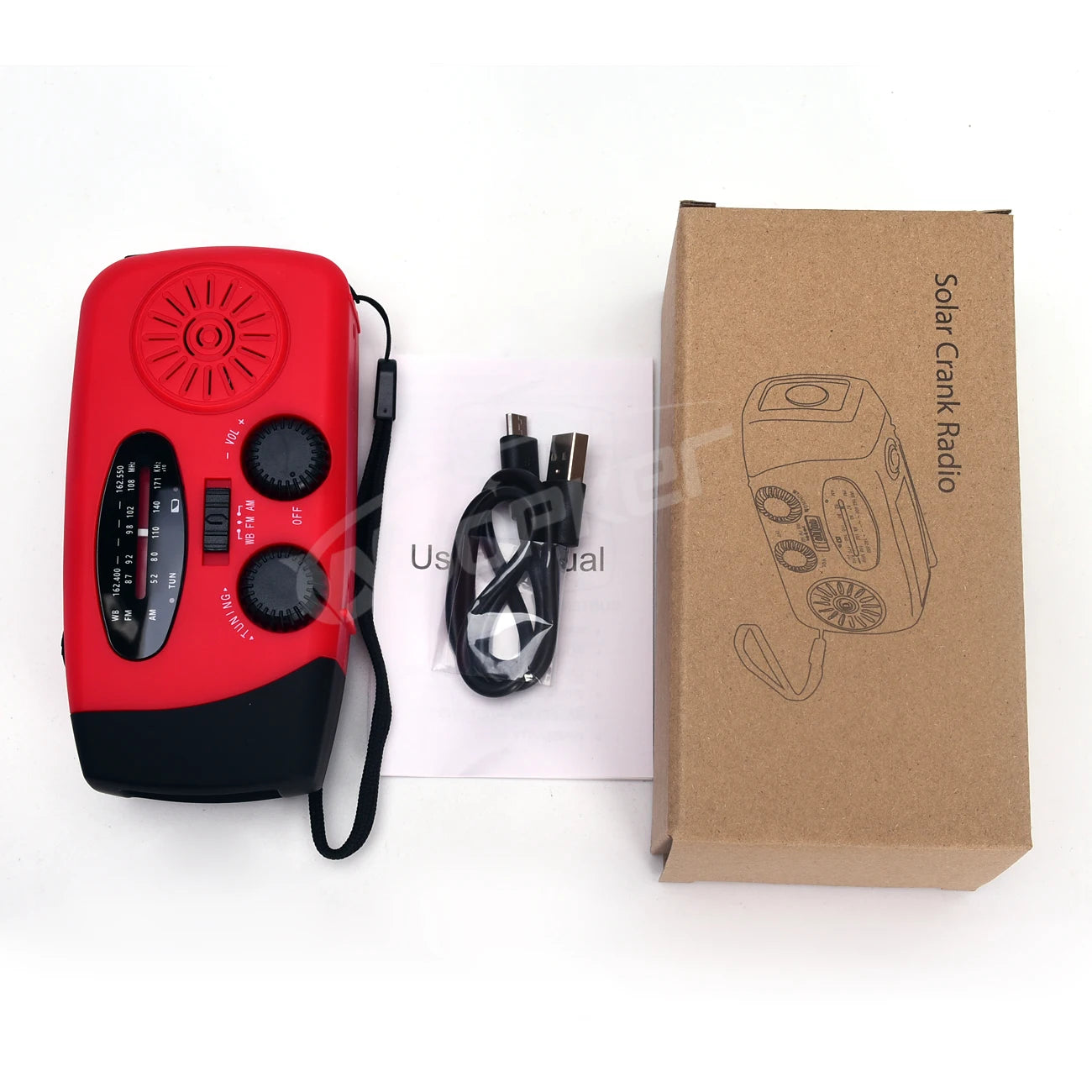 Woopker Emergency Radio E01 Hand Crank Solar USB (FM/ AM/ NOAA) WB Weather Radios with Flashlight Power Bank