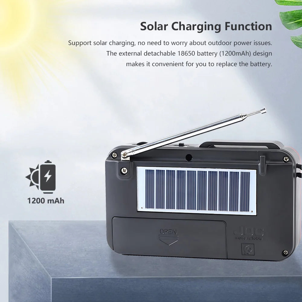 Mini Portable Pocket FM Radio Solar Charging Wireless Speakers Support USB TF Card Play Bluetooth-compatible FM Radio Receiver