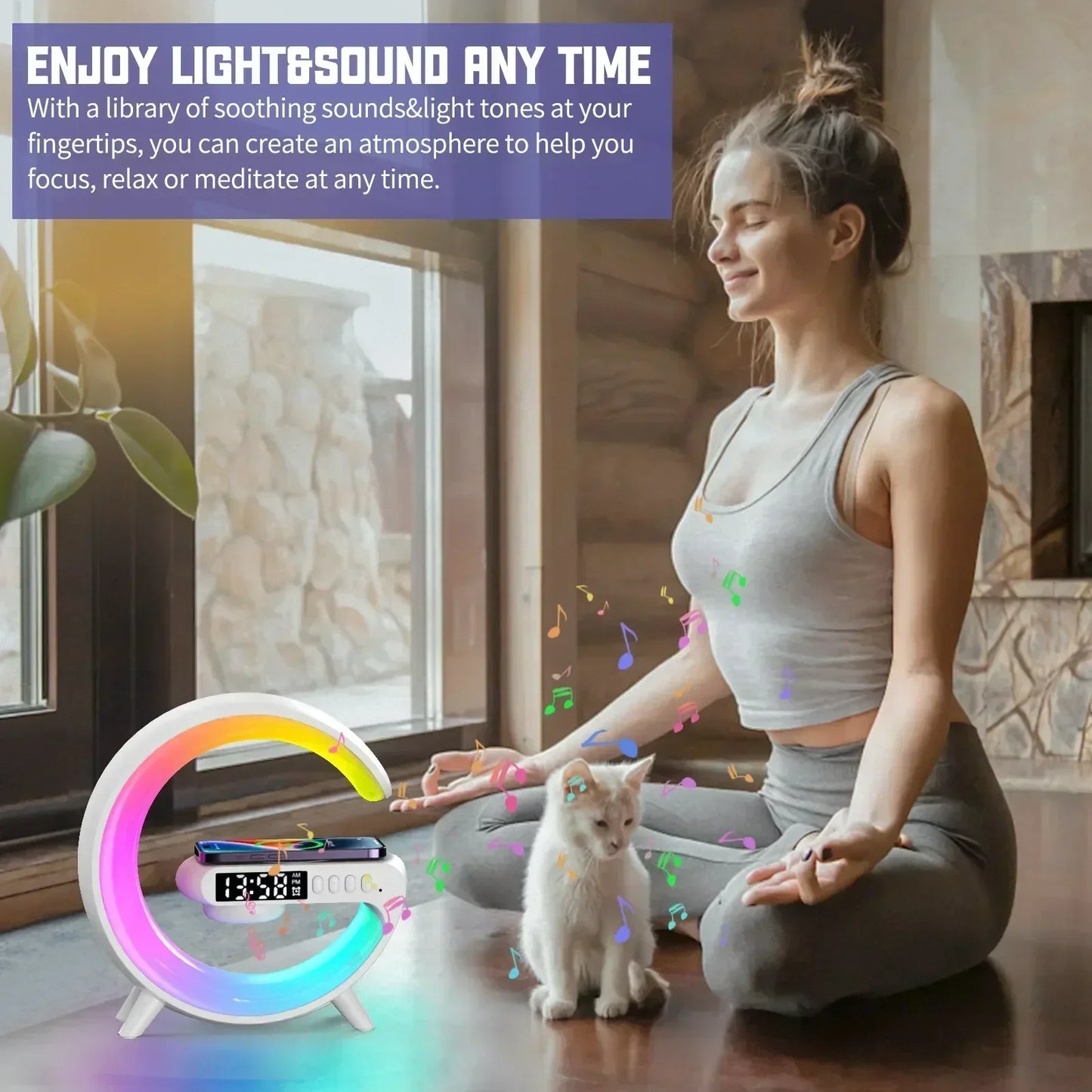 Multifunction Wireless Charger Stand Bluetooth 5.0 Speaker FM TF RGB Night Light Fast Charging Station f