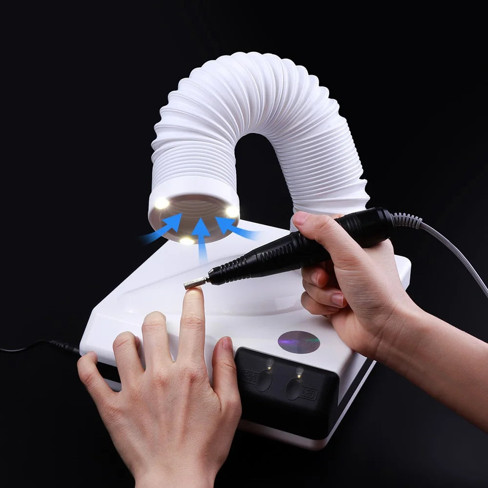 60W Strong Nail Dust Collector Suction Dust Cleaner Retractable Elbow Design Fan Vacuum Cleaner Nail Manicure Dust Collector