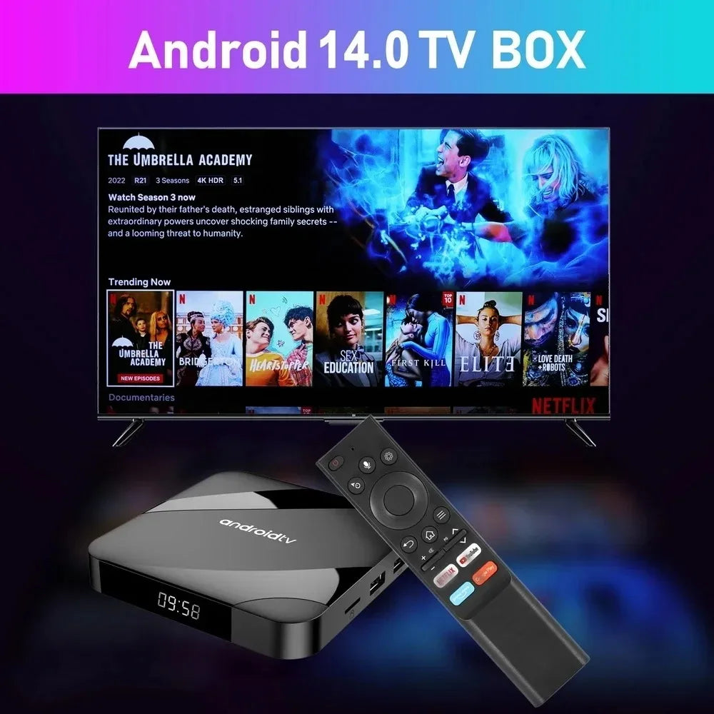 Android 14 TV Box 8K HD Smart Set T Dual WIFI BT