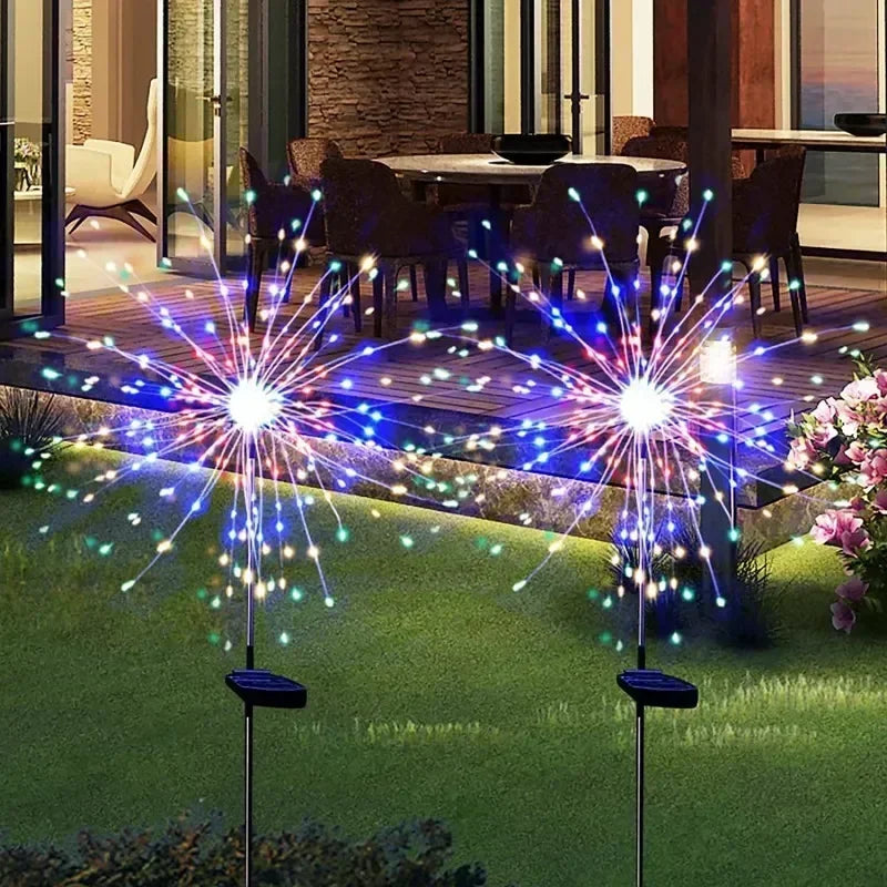 Solar Power Firework Strings Lights Christmas LED Fairy Lights Waterproof Outdoor Dandelion Lawn Lamp for Garden Decoration 2025