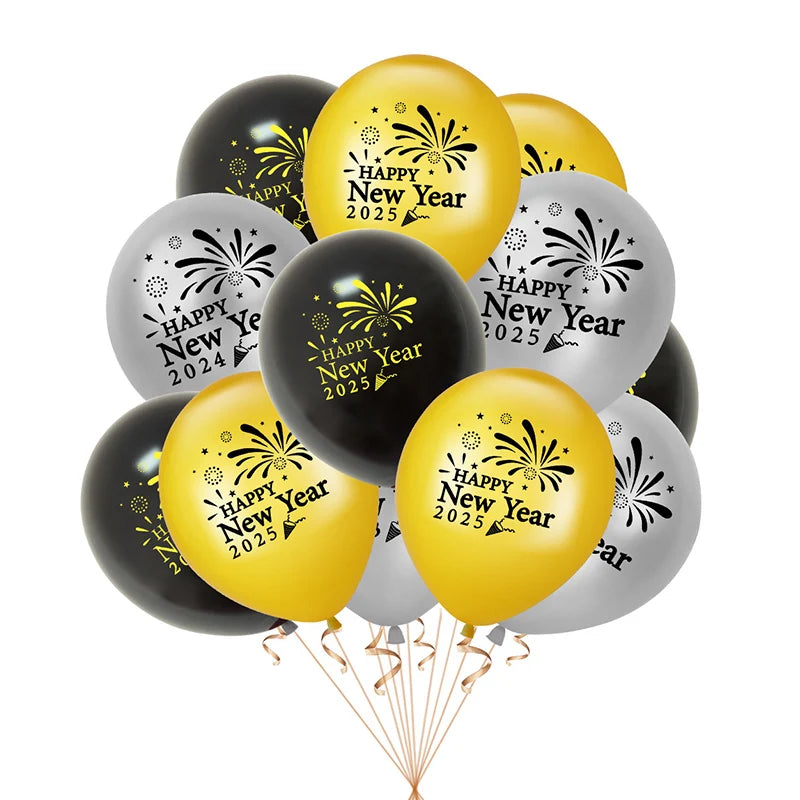 Crown Number Foil Balloons Happy New Year 2025