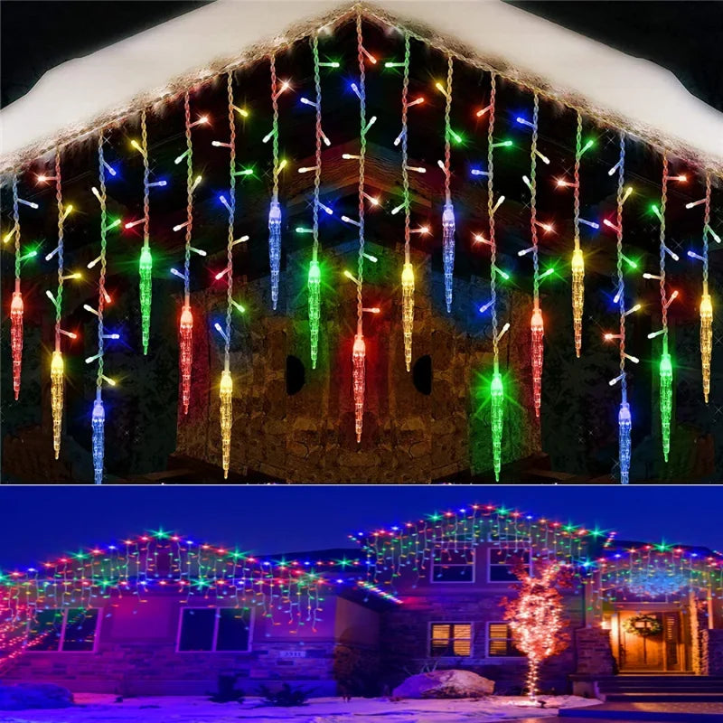 Street Garland Winter Festoon Led Light Curtain Icicle Garlands for New Year 2025