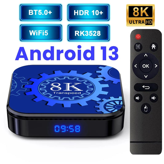 Transpeed Android 13 TV Box Wifi5 OTA update Support 8K Video HDR10+ BT5.0+ RK3528 4K 3D Voice Media Player Set Top Box