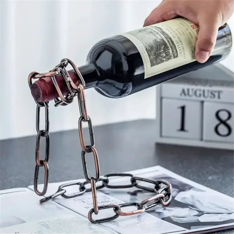 Creative Magic Metal Hanging Chain Wine Rack Vintage Creative Restaurant Bar Bracket Display Rack Home Decoration Gift Holder