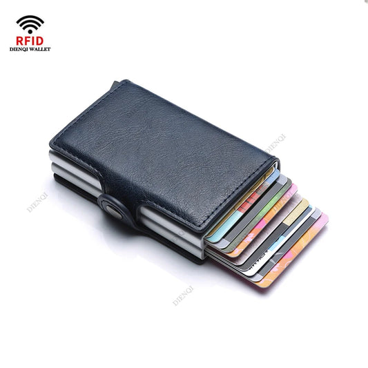 Carbon Fiber Credit Card Holder Mens Double Anti Rfid Bank Cardholder Case Wallet Metal Business Bank Minimalist Wallet Gift