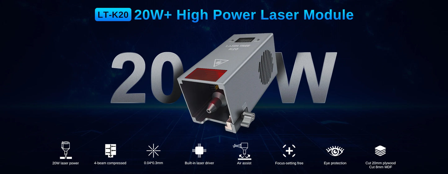 LASER TREE 5W Air Assist Laser Module 450nm Blue Laser Head for CNC DIY Laser Wood Cutter Engraving Tool Head and Accessories