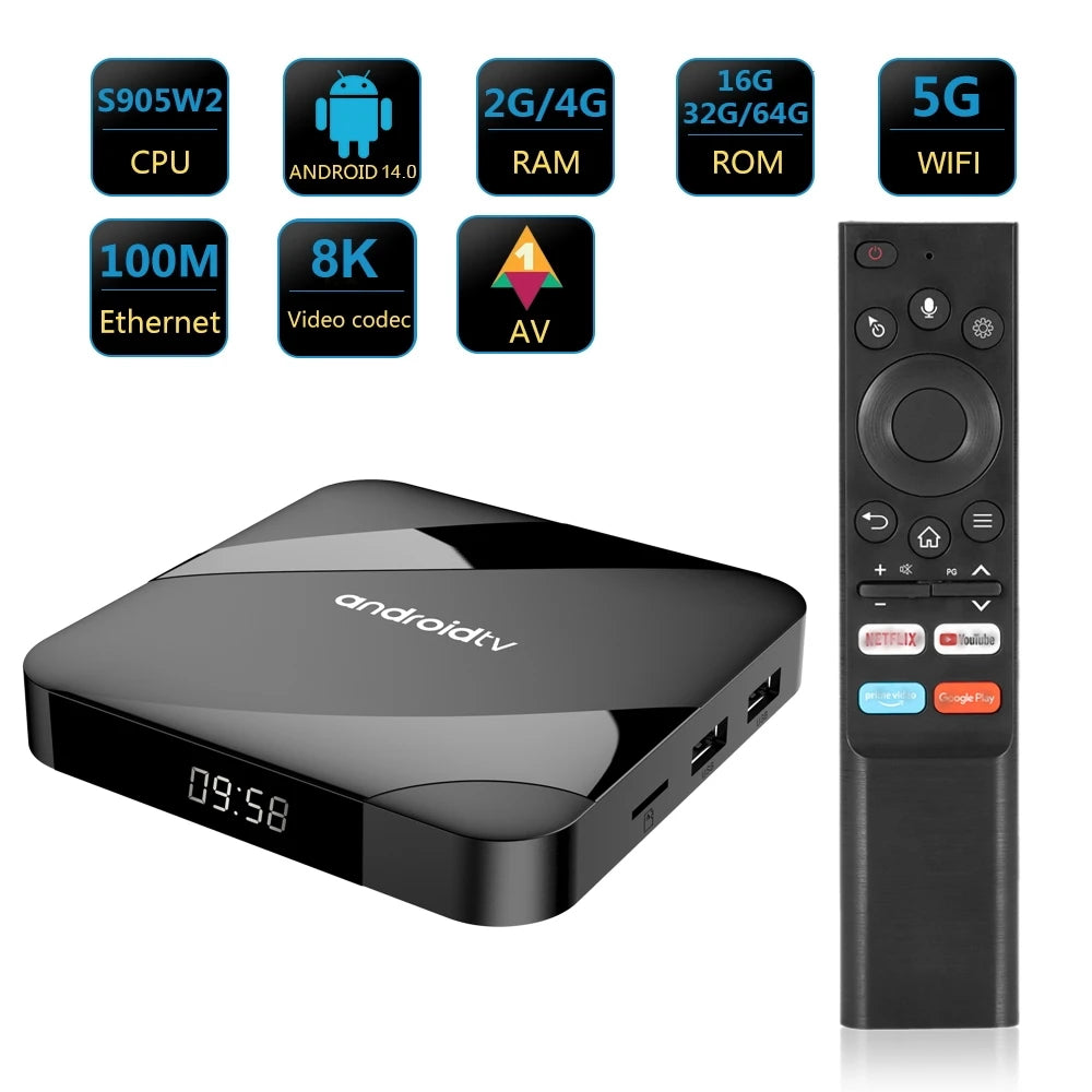 Android 14 TV Box 8K HD Smart Set T Dual WIFI BT