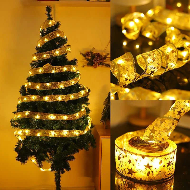 Christmas Tree Ribbon Light Christmas DIY Decoration For Home New Year 2025