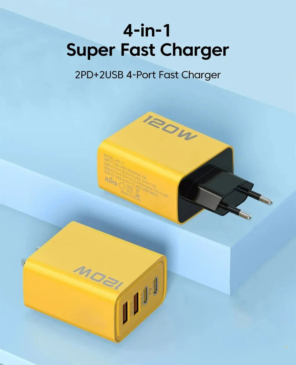 120W Fast Charger Type C USB C PD Charger Quick Charge 3.0 USB