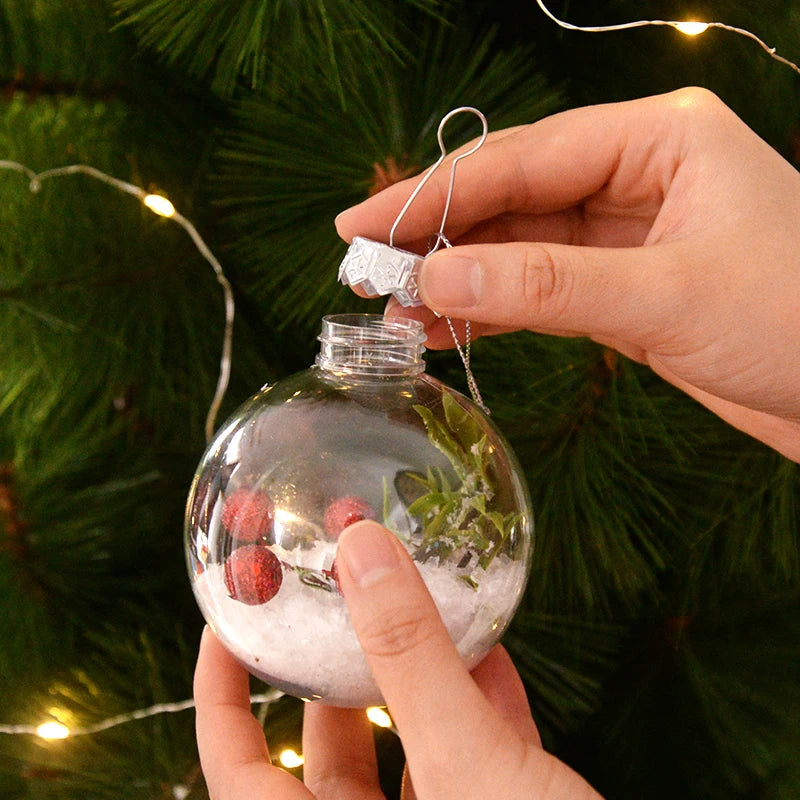 Clear Plastic Christmas Ball Fillable Ornament Xmas Tree Hanging Bauble Pendant 2025