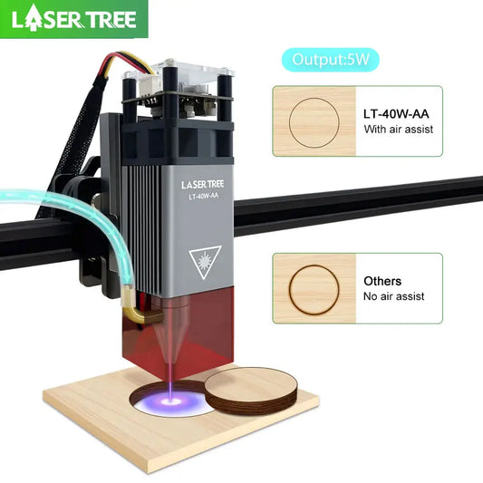 LASER TREE 5W Air Assist Laser Module 450nm Blue Laser Head for CNC DIY Laser Wood Cutter Engraving Tool Head and Accessories