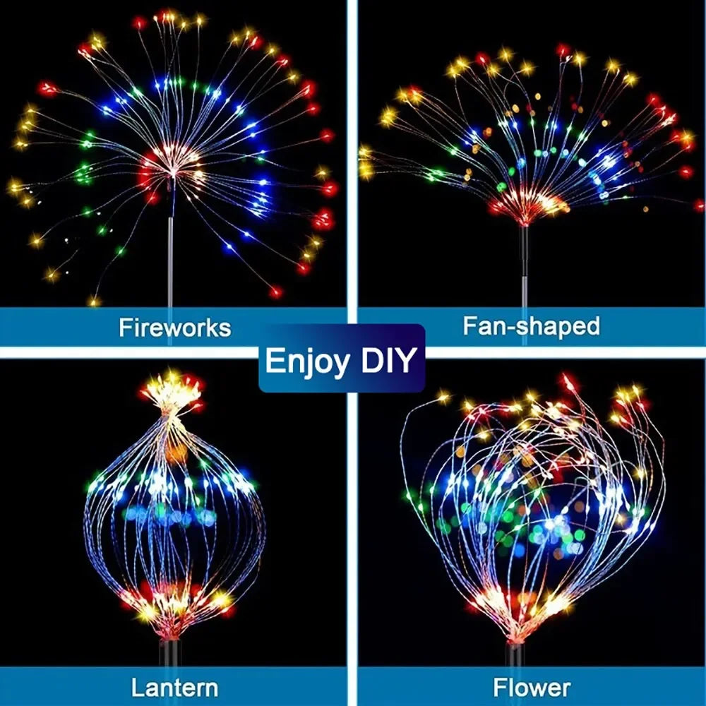 Solar Power Firework Strings Lights Christmas LED Fairy Lights Waterproof Outdoor Dandelion Lawn Lamp for Garden Decoration 2025