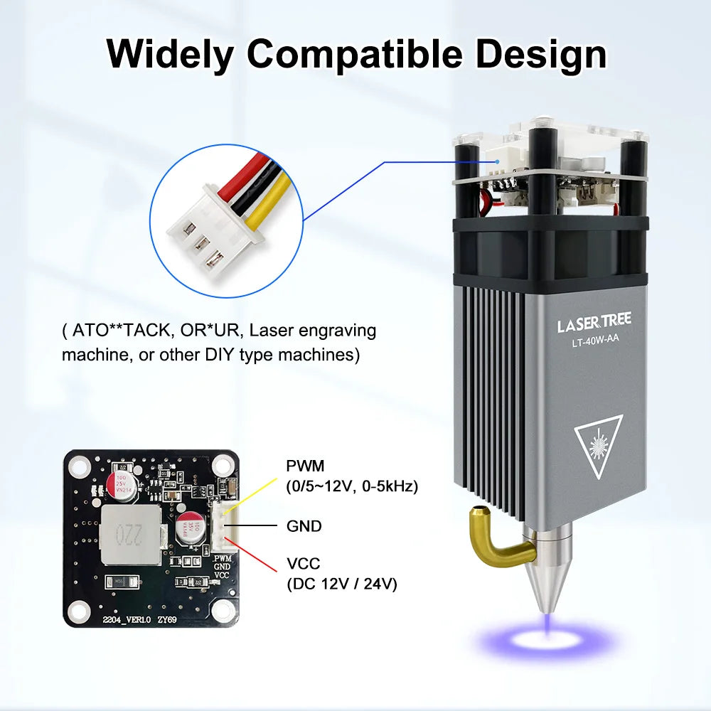 LASER TREE 5W Air Assist Laser Module 450nm Blue Laser Head for CNC DIY Laser Wood Cutter Engraving Tool Head and Accessories