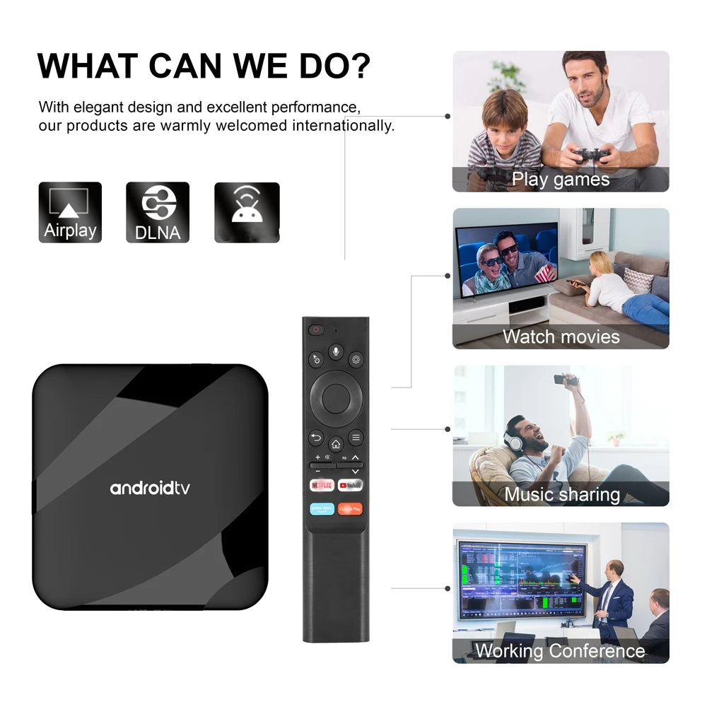 Android 14 TV Box 8K HD Smart Set T Dual WIFI BT