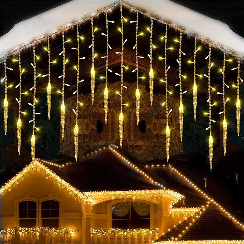 Street Garland Winter Festoon Led Light Curtain Icicle Garlands for New Year 2025