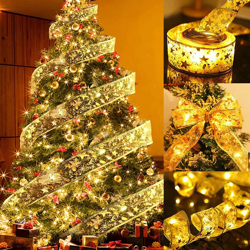 Christmas Tree Ribbon Light Christmas DIY Decoration For Home New Year 2025