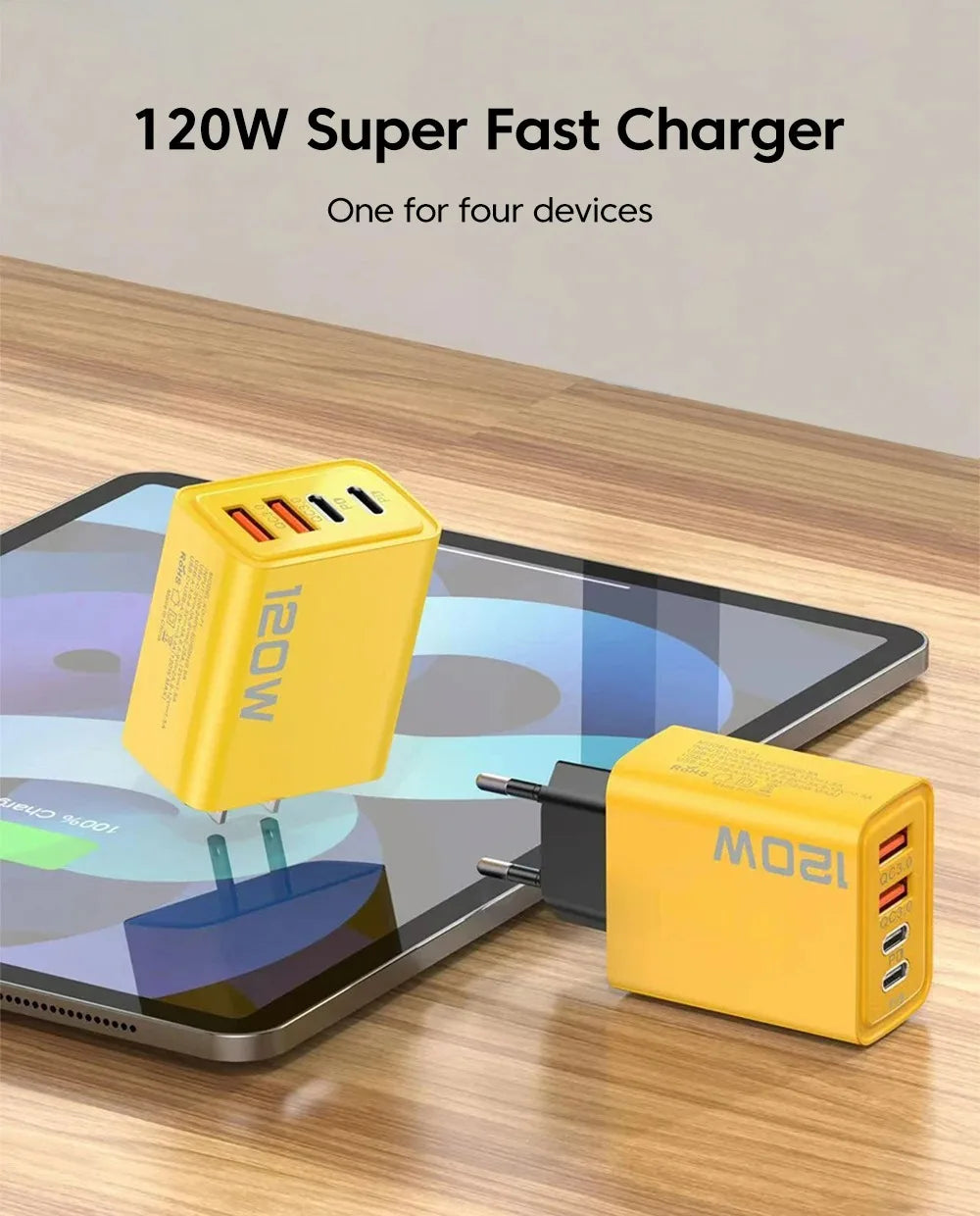 120W Fast Charger Type C USB C PD Charger Quick Charge 3.0 USB