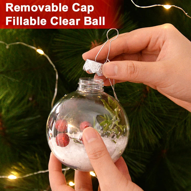 Clear Plastic Christmas Ball Fillable Ornament Xmas Tree Hanging Bauble Pendant 2025