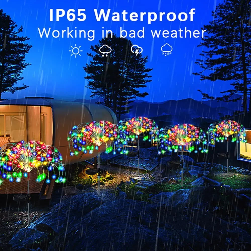 Solar Power Firework Strings Lights Christmas LED Fairy Lights Waterproof Outdoor Dandelion Lawn Lamp for Garden Decoration 2025