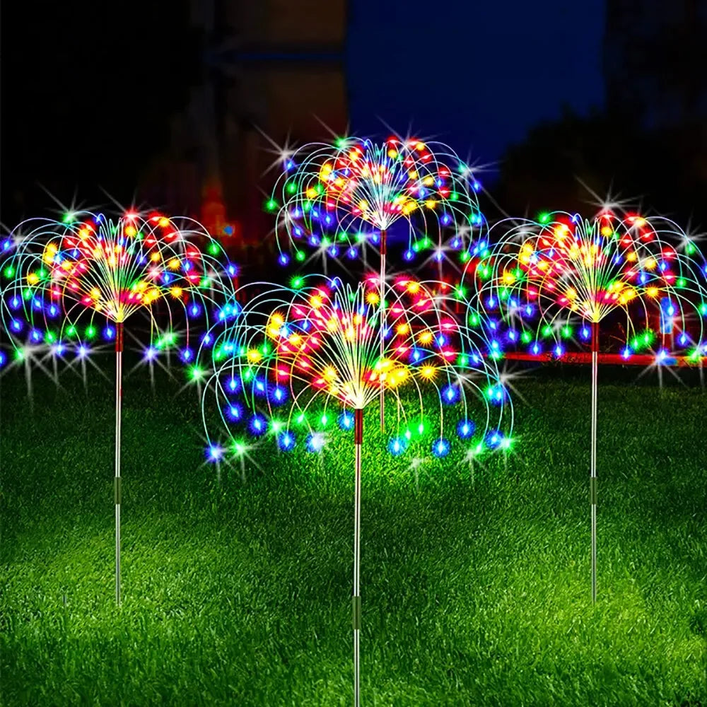 Solar Power Firework Strings Lights Christmas LED Fairy Lights Waterproof Outdoor Dandelion Lawn Lamp for Garden Decoration 2025