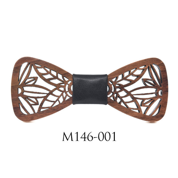 Fashion Classic Carved Wooden Bow Tie Casual Wedding Accessories