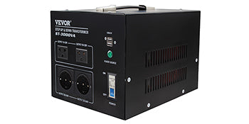 VEVOR Step Up Down Transformer Voltage Converter 1000/2000/3000/5000 VA with 4 AC Outlets & USB Jack for Electrical Appliances