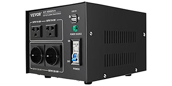VEVOR Step Up Down Transformer Voltage Converter 1000/2000/3000/5000 VA with 4 AC Outlets & USB Jack for Electrical Appliances