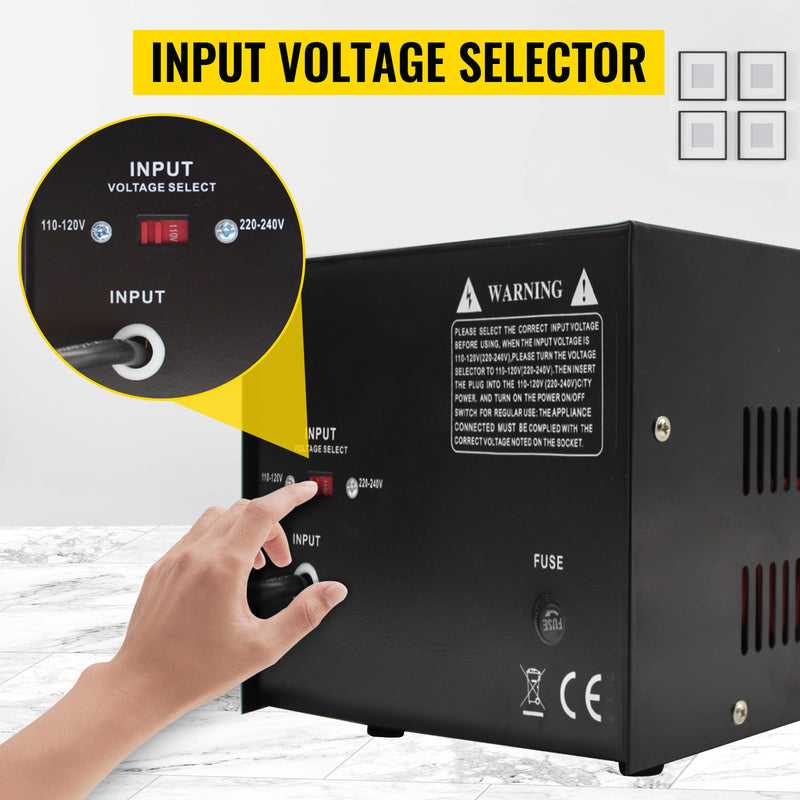 VEVOR Step Up Down Transformer Voltage Converter 1000/2000/3000/5000 VA with 4 AC Outlets & USB Jack for Electrical Appliances